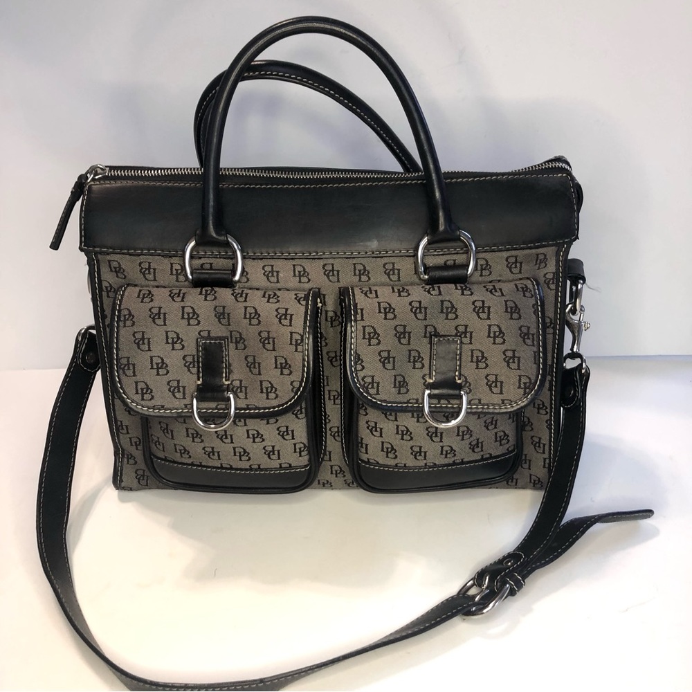 Dooney & Bourke Signature Satchel/Shoulder Bag w/Leather Trim & Straps EUC